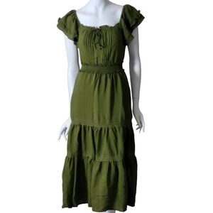 Mila Mae olive green midi dress